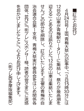 訂正とお詫び