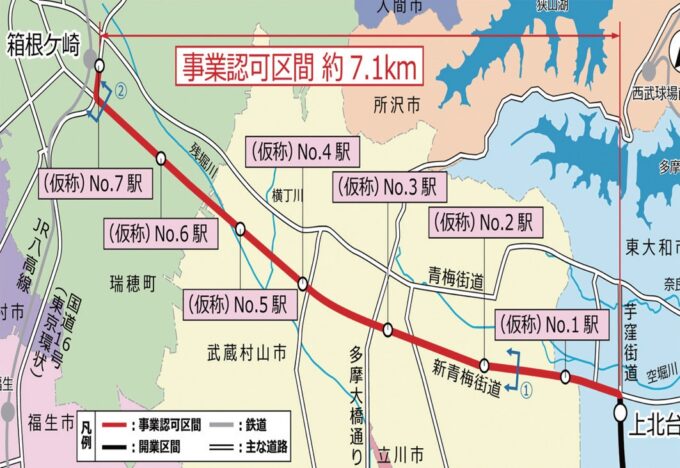 多摩都市モノレールの延伸図